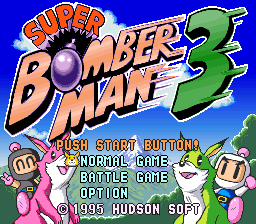 Super Bomberman 3 title screen for Super Famicom